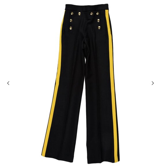 NWOT Influencer Olivia Palermo black wide-leg Joseph wool pants side stripe 34 2 - Picture 4 of 9